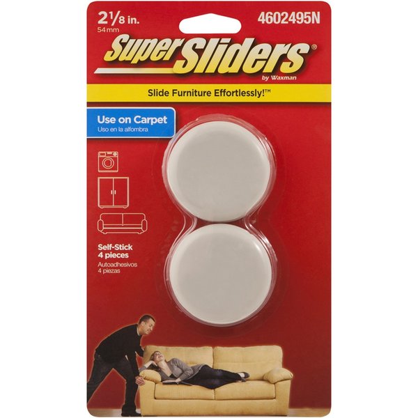Super Sliders SuperSliders Beige 1-1/8 in. Adhesive Plastic Chair Glide , 4PK 4602495N